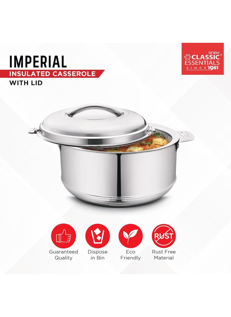 Classic Essentials CLASSIC ESSENTIALS Stainless Steel Imperial Casserole with Lid for Roti Double Wall Insulated Casserole Box Serving Bowl Container Hot Pot Food Warmer Silver 500_ml  - Image 3