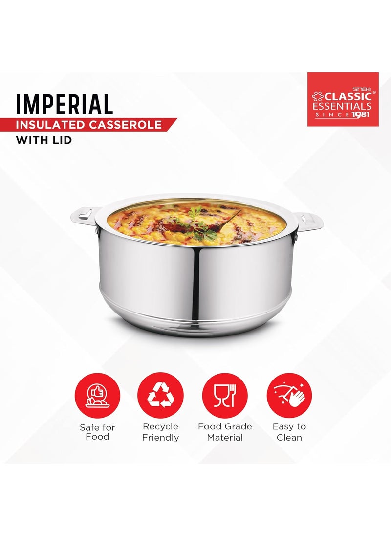 Classic Essentials CLASSIC ESSENTIALS Stainless Steel Imperial Casserole with Lid for Roti Double Wall Insulated Casserole Box Serving Bowl Container Hot Pot Food Warmer Silver 500_ml  - Image 4