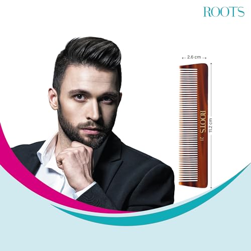 ROOTS Pocket Comb | Fine Teeth For Styling & Detangling | Smooth & Round Teeth prevent Hair & Scalp damage | For Men with Straight, Long, Wavy Hair | Wet & Dry use | Length - 4.4 inch | Model No - 21 - Image 4