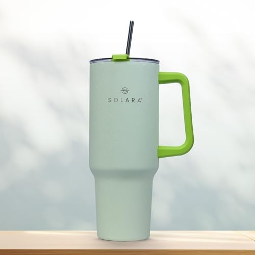 SOLARA Elixir 40oz Insulated Tumbler with Straw and Lid, Tumblers for Hot and Cold, 1200ml Stainless Steel Tumbler with Straw, Travel Mug, Coffee Mug for Office, Home, Lemon Drop - Image 1
