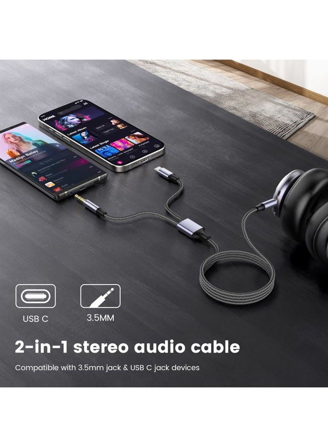 MOSWAG 2 in 1 3.5mm Aux Cable to 3.5mm Audio Aux Jack Cable 3.28FT/1M with USB C to AUX Cable Audio Auxiliary Input Adapter Male to Male AUX Cord for Headphones,Car,Home Stereos,Speaker - Image 5