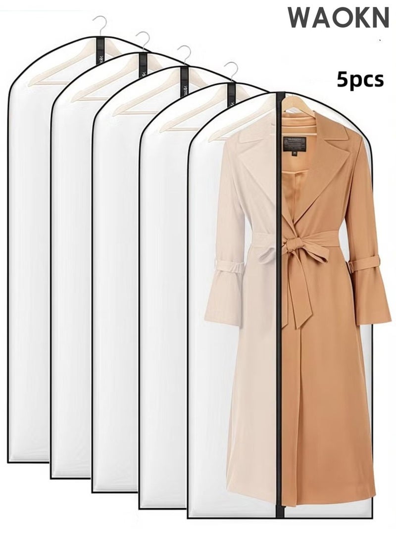 WAOKN Garment Bags , Suit Bag for Closet Storage , Hanging Clothes Dress Cover Bags , Coat Bags for Storage Dust , Proof Hanging Garment Bag Waterproof for Wardrobe Storage  , Suit Covers, 60*140cm (5 Pack). - Image 1