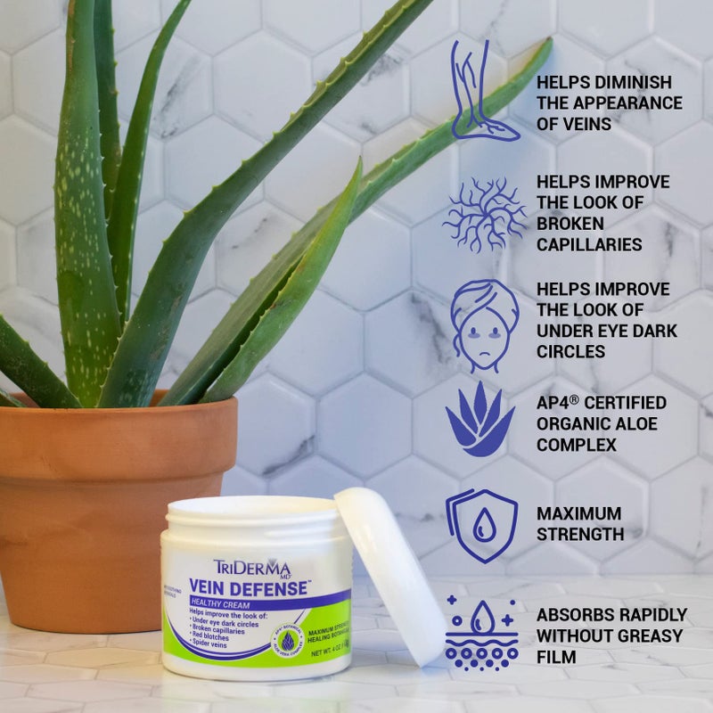 TriDerma Vein Defense Healthy Cream, Helps Improve the look of Spider Veins, Broken Capillaries, Red Blotches and Under Eye Dark Circles 4 oz - Image 4