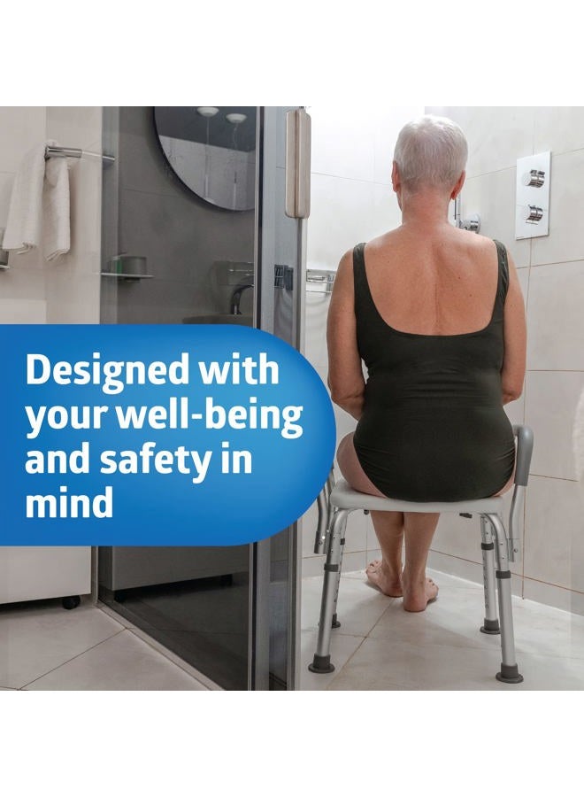Medline Shower Chair with Backrest and Padded Armrests - 350 lb. capacity, Bath Bench, Seat, Stool for Independent Adult, Seniors, Elderly & Disabled Patients - Image 2