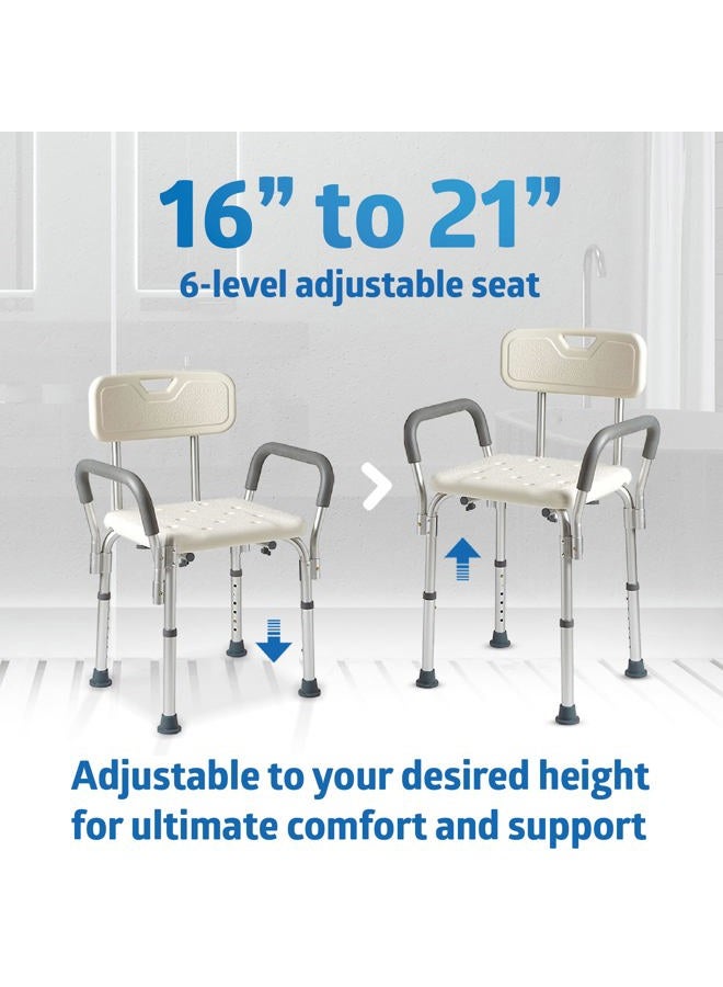 Medline Shower Chair with Backrest and Padded Armrests - 350 lb. capacity, Bath Bench, Seat, Stool for Independent Adult, Seniors, Elderly & Disabled Patients - Image 4