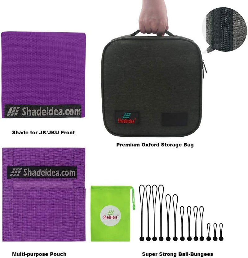 Shadeidea JK Sun Shade Top for Jeep Wrangler JKU (2007-2018) - Purple Soft Mesh Roof Cover - Image 5