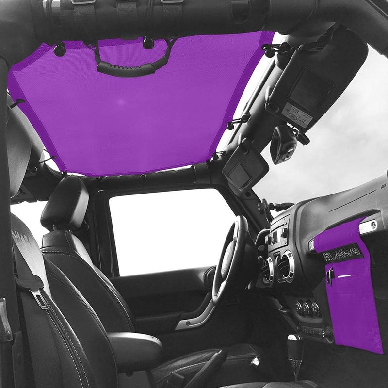 Shadeidea JK Sun Shade Top for Jeep Wrangler JKU (2007-2018) - Purple Soft Mesh Roof Cover - Image 2