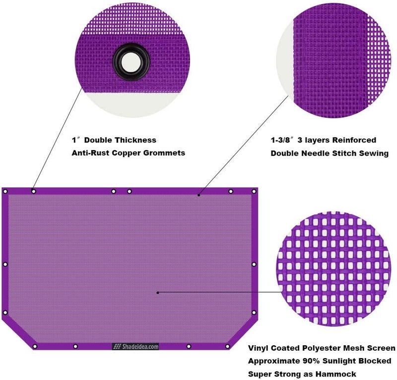 Shadeidea JK Sun Shade Top for Jeep Wrangler JKU (2007-2018) - Purple Soft Mesh Roof Cover - Image 4