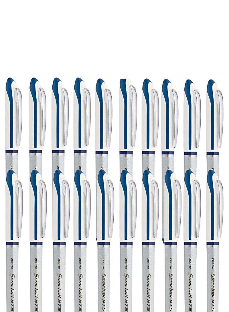 ZEBRA 20 Piece Sonicball NT5 Liquid Ink Pen Blue Smooth Writing Experience  - Image 1