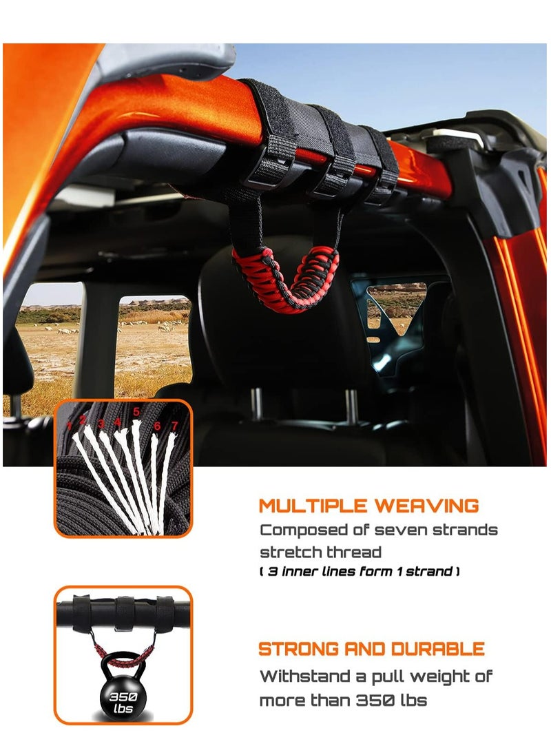 أوزيغالور 4 x حوضية أوتومبيل رول بار للإمساك العتادين لجيب Wrangler CJ YJ TJ JK JKU JL JLU & Gladiator JT 1955-2023، ملحقات داخلية، أسود وأحمر  - Image 3
