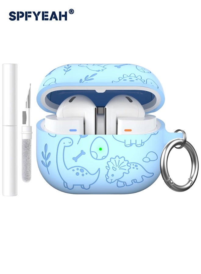 اس بي اف يا. جراب Samsung Galaxy Buds 3 / Buds 3 Pro، غطاء واقٍ من السيليكون الناعم بنمط محفور مع سلسلة مفاتيح ومجموعة تنظيف، جراب مقاوم للصدمات والسقوط لهاتف Samsung Galaxy Buds 3 & 3 Pro (2024)، أزرق ديناصور - Image 1