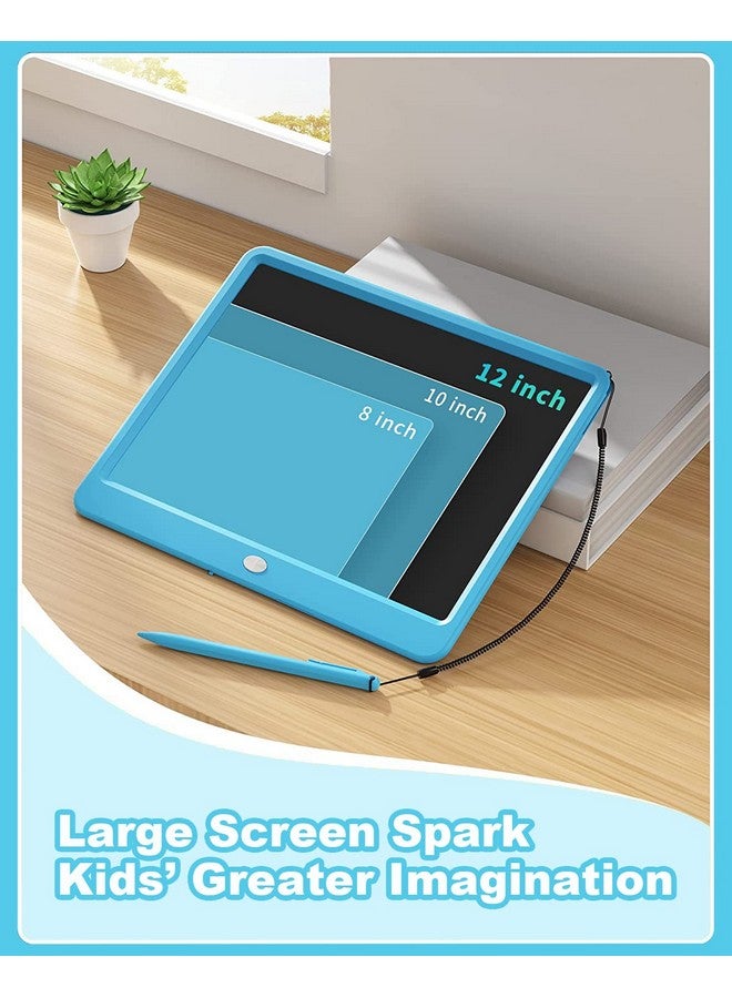 proffisy LCD Writing Tablet, 12Inch Erasable Writing Pad, Paperless Digital Tablet E-Writer Pad for Kids Children at Home and School(Multicolor-Blue) - Image 2