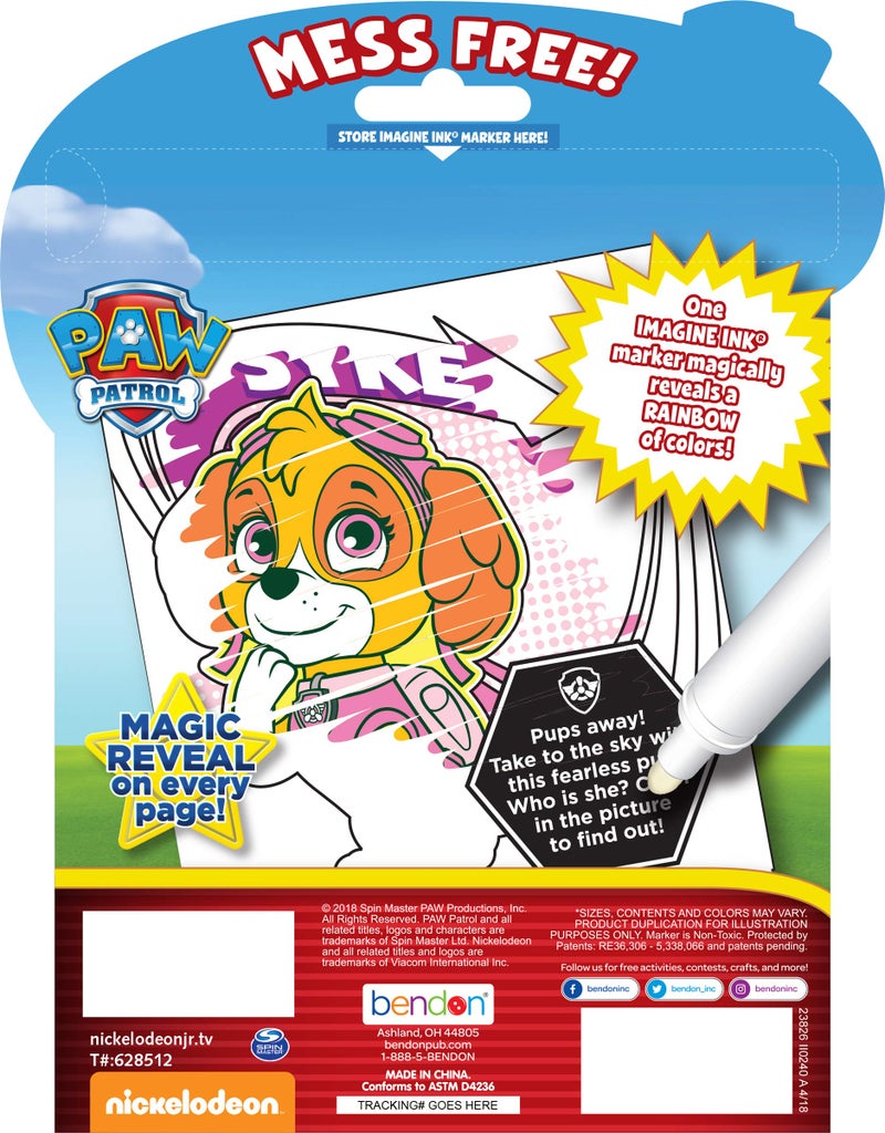 Nickelodeon PAW Patrol 20-Page Imagine Ink Coloring Book with 1 Mess Free Marker Bendon 38709 - Image 2