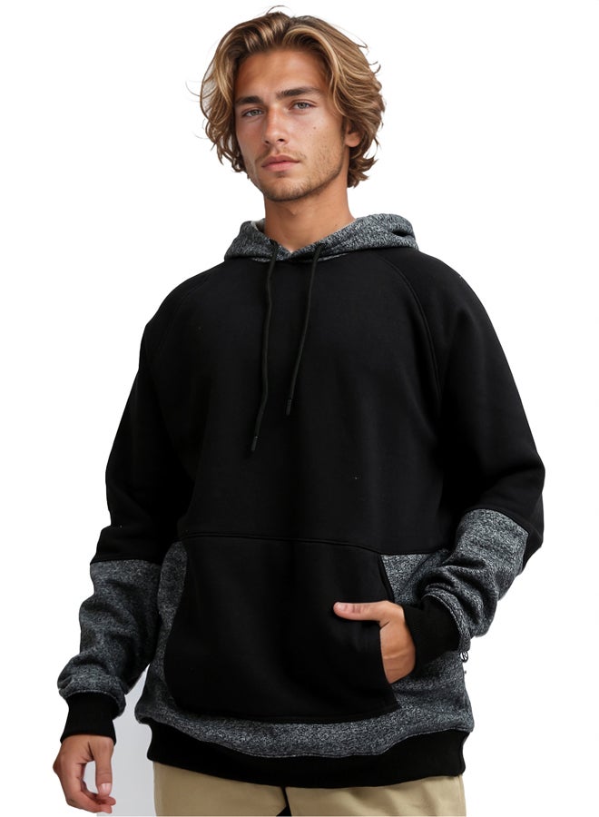RAVIN Solid Black Hoodie With Kangaroo Pocket 