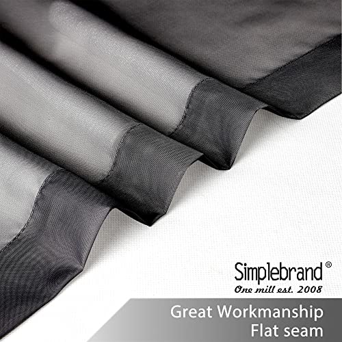 Simplebrand Black Sheer Curtains 120 Inches Long, Extra Long Rod Pocket Solid Color Window Sheer Curtain Panels, Elegant Curtains & Drapes for Living Room, Bedroom 2 Panels (Black, 2x42x120'') - Image 2