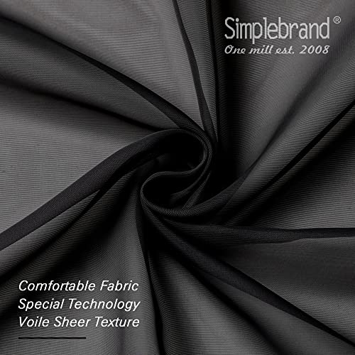 Simplebrand Black Sheer Curtains 120 Inches Long, Extra Long Rod Pocket Solid Color Window Sheer Curtain Panels, Elegant Curtains & Drapes for Living Room, Bedroom 2 Panels (Black, 2x42x120'') - Image 3
