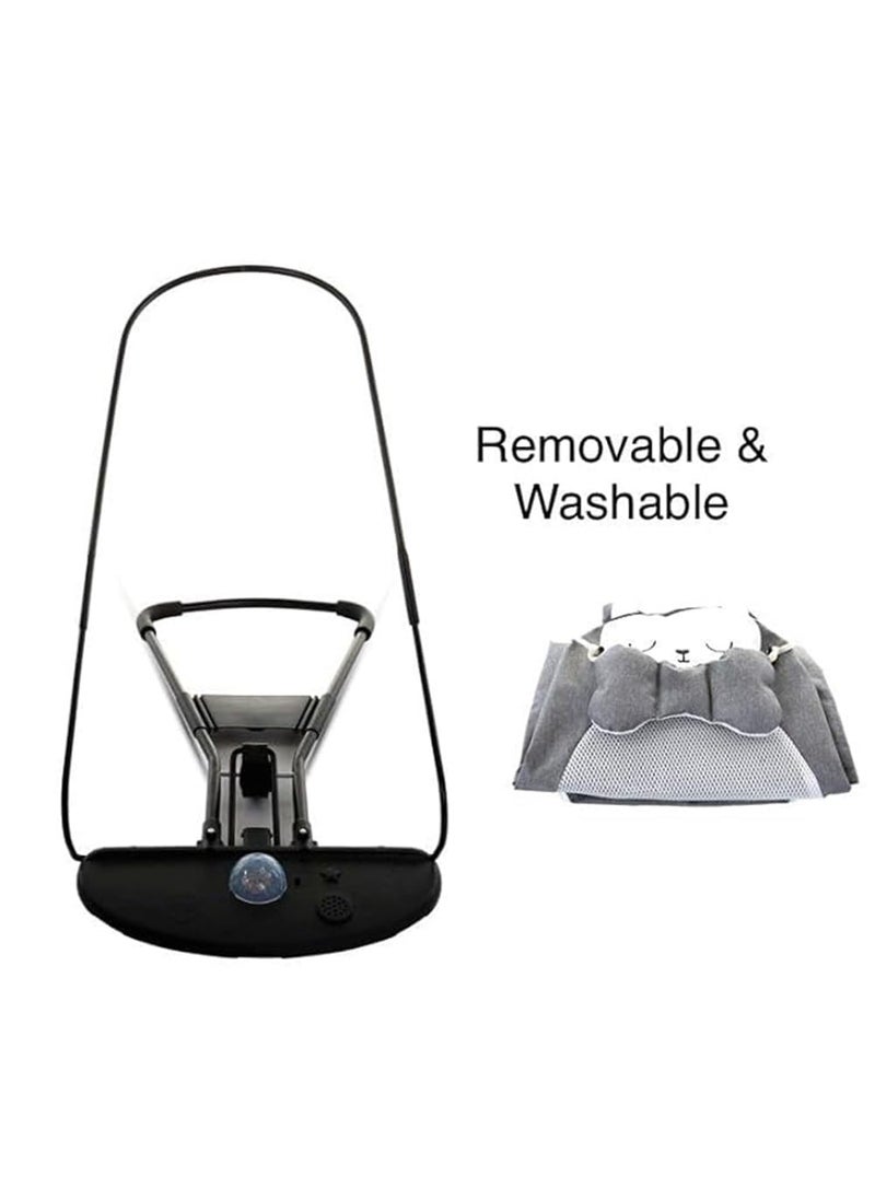 EXILOM - Exilom Comfort Natural Baby Bouncer Rocking Chair Portable Bouncer Seat for Babies Ergonomic Design Baby Bouncy Seats Foldable and Reclining with Music Grey - Image 1