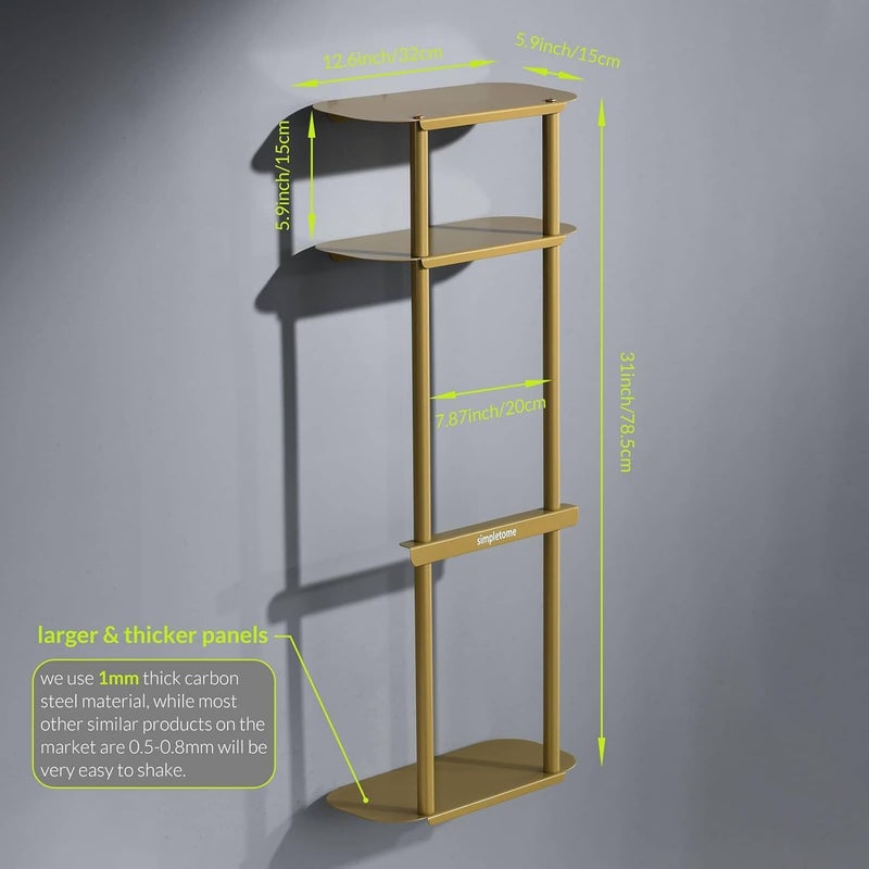 simpletome Towel Racks for Bathroom Storage Shower Organizer with Shelves Wall Mounted Thickened Carbon Steel (الذهب) - Image 2