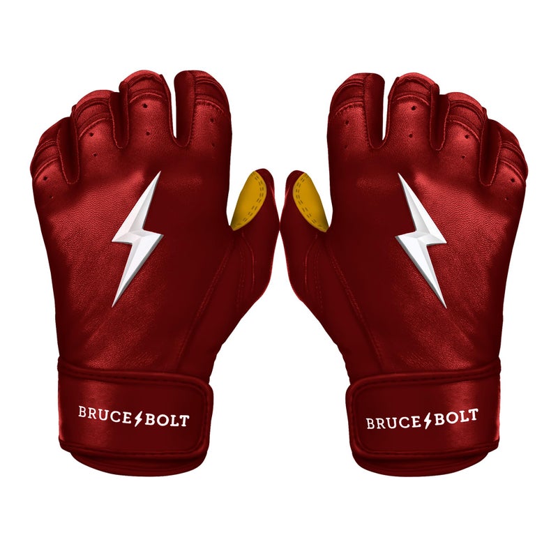 BRUCE BOLT Original Series Short Cuff Batting Gloves Classic Edition Solid Maroon Small - Image 2