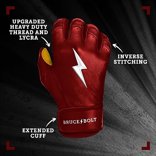 BRUCE BOLT Original Series Short Cuff Batting Gloves Classic Edition Solid Maroon Small - Image 3