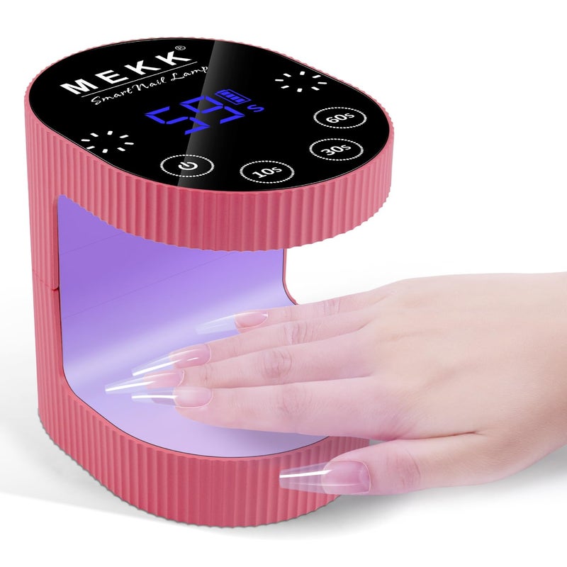 MEKK MEKK Cordless Mini UV Light for Gel Nails - 24W Rechargeable Mini UV LED Nail Lamp with Touch Control & Auto Sensor,Small Flash Cure Lamp,4 Timers,Portable Nail Light for Salon & Home-Rose Pink