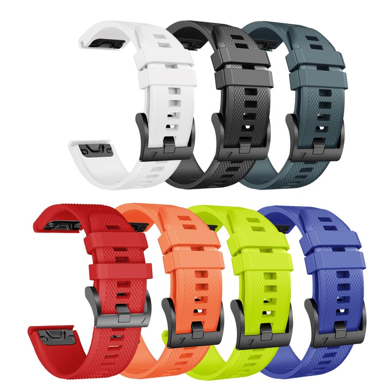 ANCOOL for Fenix 5/Fenix 6/Fenix 7 Band 22mm Silicone Watch Band for Fenix 8 Fenix E 47mm/Fenix 5 Plus/Fenix 6 Pro/Fenix 7 Pro/Forerunner 935(7pcs Set) - Image 1