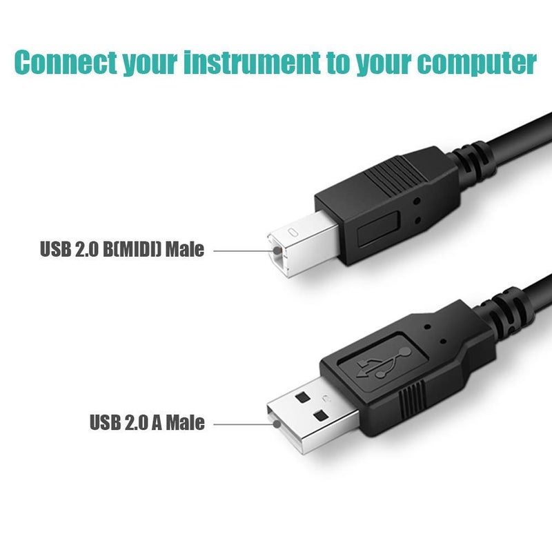 Ancable 3-Feet USB B MIDI Cable for Instruments, USB 2.0 Type A to Type B Printer Cable Cord Compatible with Piano, Midi Controller, Midi Keyboard, Audio Interface Recording, USB Microphone and More - Image 2