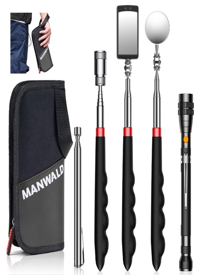 MANWALD Magnetic Pickup Tool Set With Bag 5PCS, Cool Gadget Gifts for Dad, Grey & Black - Image 1