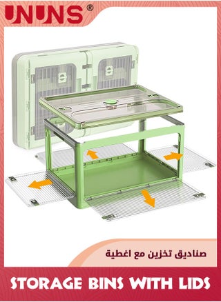 Folding Storage Bin With Lid,Large Capacity Plastic Clothes Collapsible Storage Box With Both Sides Hand-held Design For Blankets,Bedding,Clothing,Storage Box For Camping,Green - pzsku/Z4BEACA2F9FBEE6F3BA02Z/45/_/1708916117/516e7eda-e482-4705-8fa4-5667ebc29a9a