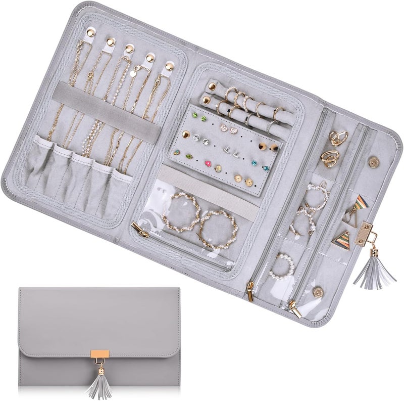 Duronge Jewelry Roll Bag - Leather Jewellery Storage Organiser, Waterproof Travel Pouch for Women and Girls - Image 1