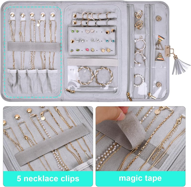 Duronge Jewelry Roll Bag - Leather Jewellery Storage Organiser, Waterproof Travel Pouch for Women and Girls - Image 3