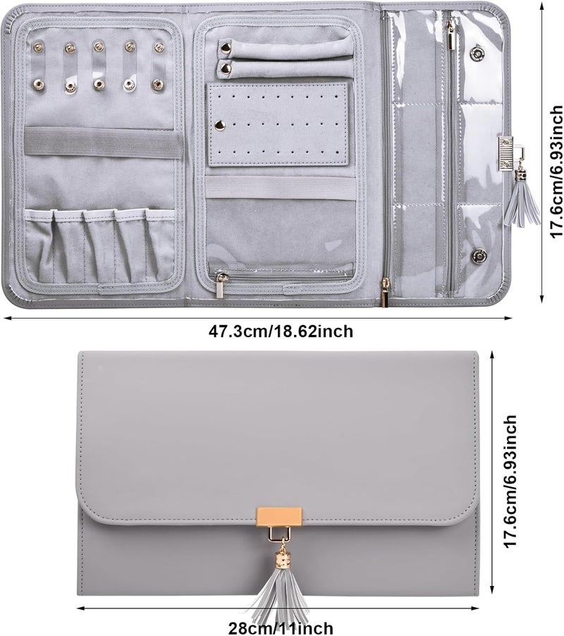 Duronge Jewelry Roll Bag - Leather Jewellery Storage Organiser, Waterproof Travel Pouch for Women and Girls - Image 2