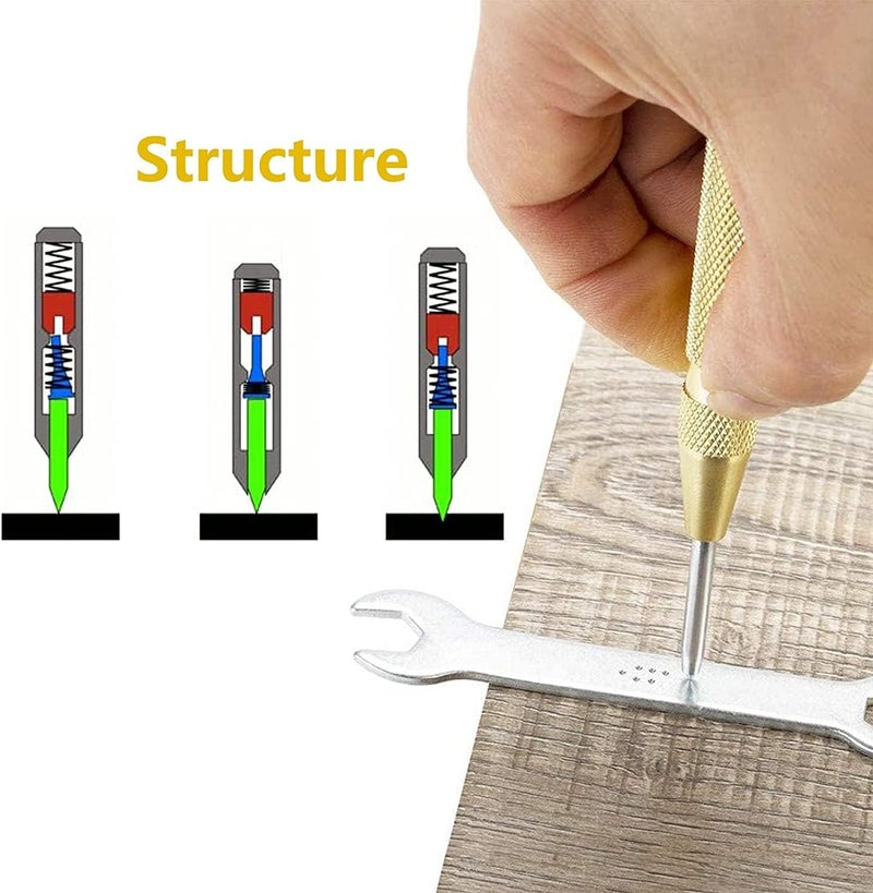 Veltrix - Automatic Center Punch Tool | Spring Loaded, Adjustable Tension | Heavy-Duty Hardened Tip for Metal, Wood, Glass, Leather, Jewelry – No Hammer Needed, Easy One-Hand Use - Image 3