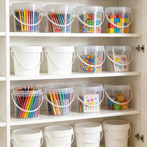 ASEVAT 10 Pack 67OZ/2000ML Airtight White Plastic Bucket with Lid & Handle, Food Grade Reusable Tub - Freezer & Microwave Safe for Ice, Ice Cream, Sauce, Soup & Party - Image 5