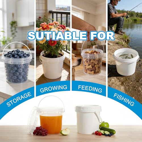 ASEVAT 10 Pack 67OZ/2000ML Airtight White Plastic Bucket with Lid & Handle, Food Grade Reusable Tub - Freezer & Microwave Safe for Ice, Ice Cream, Sauce, Soup & Party - Image 4