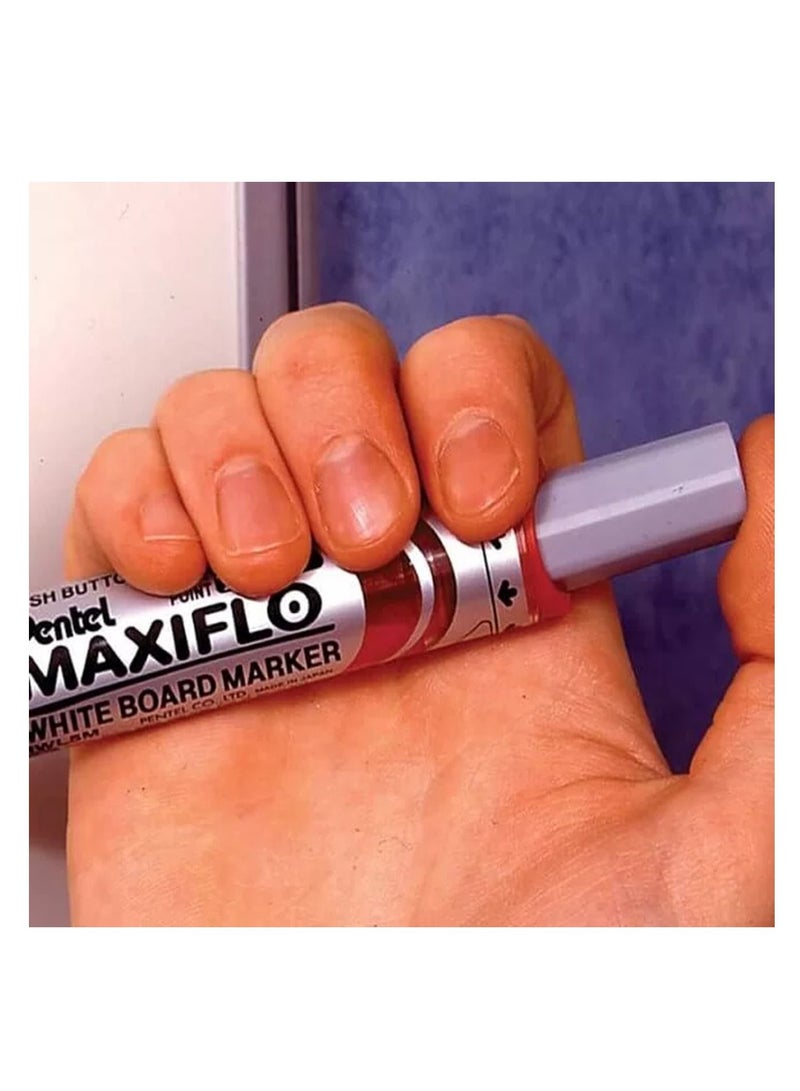 Pentel 12 قطعة من قلم تحديد ماكسي فلو بحبر أحمر على اللوح الأبيض - Image 4