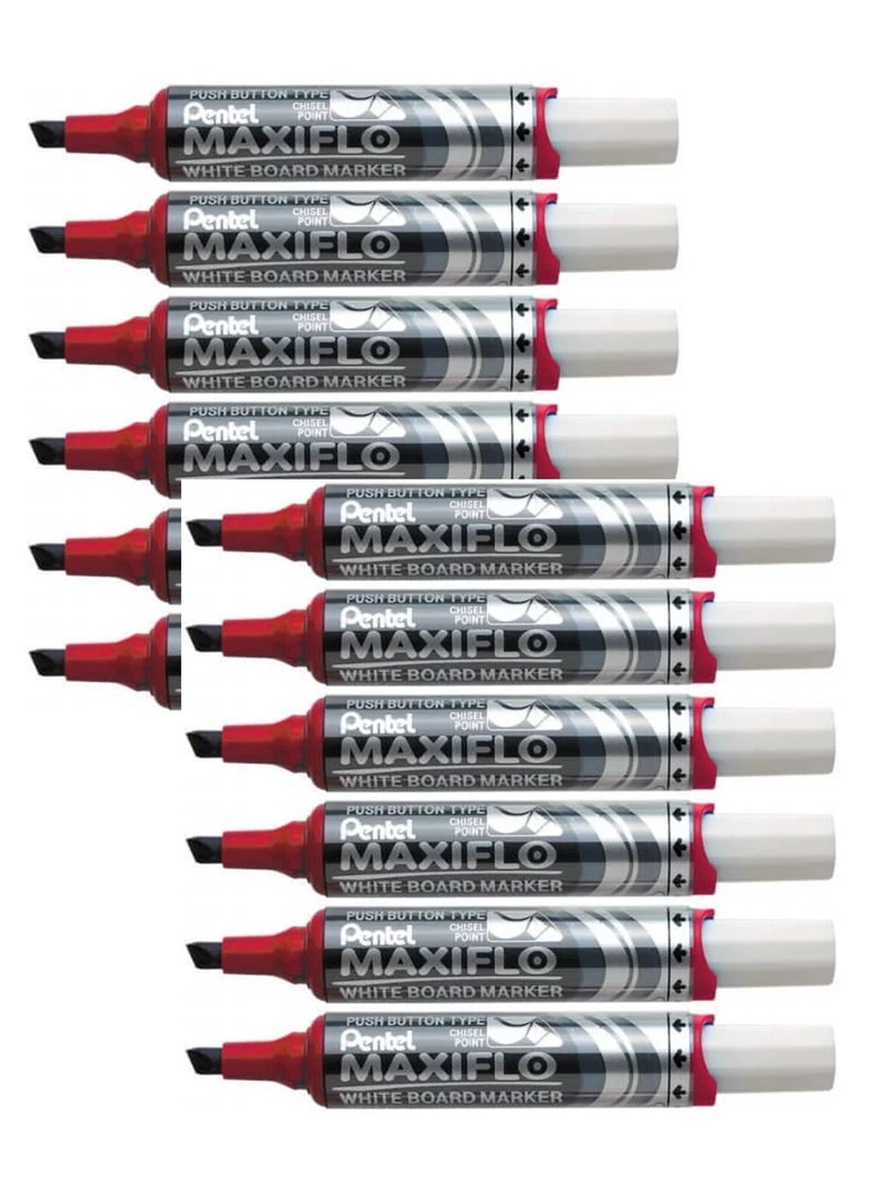 Pentel 12 قطعة من قلم تحديد ماكسي فلو بحبر أحمر على اللوح الأبيض - Image 1