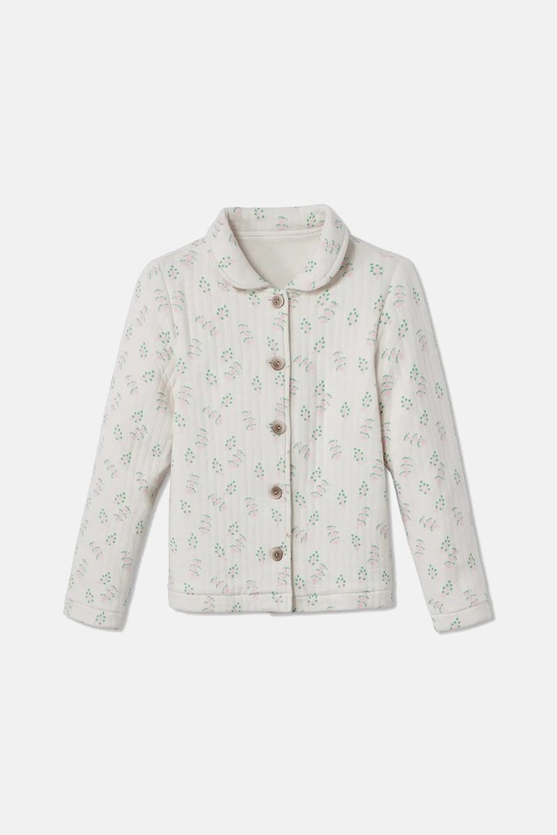 Tchibo Kids Girl All Over Print Quilted Long Sleeve Jacket, White Combo - Image 2