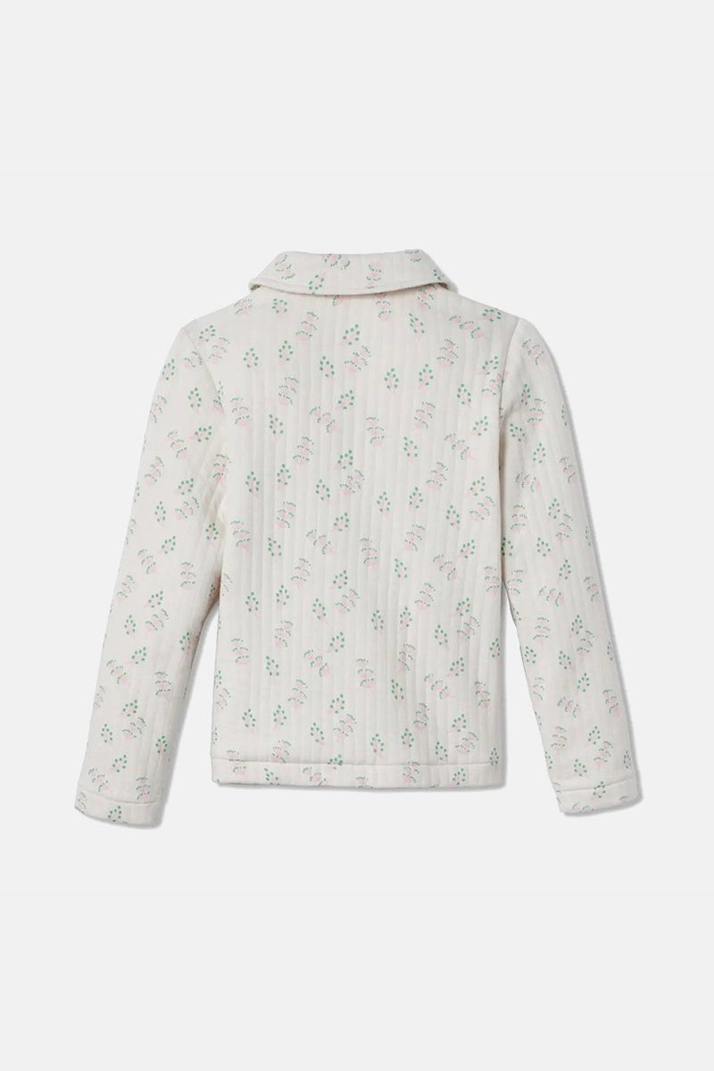 Tchibo Kids Girl All Over Print Quilted Long Sleeve Jacket, White Combo - Image 3