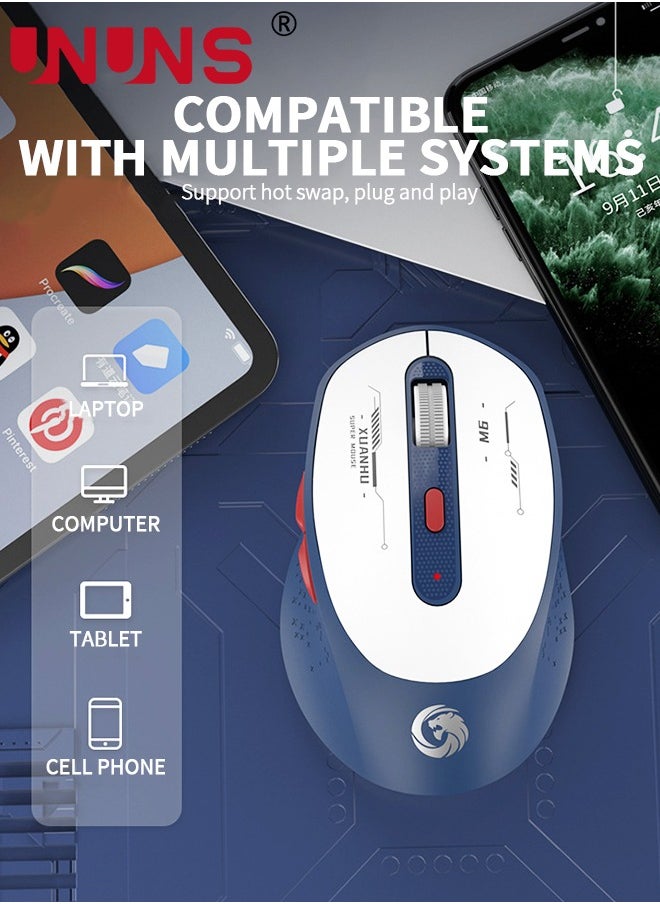 Wireless Bluetooth Mouse,Slim Three Mode-USB 2.4GHz/Bluetooth 4.0/Bluetooth 5.1, Rechargeable Ergonomic Silent Mice for Laptop Computer MacBook iPad Android OS 13 And Above