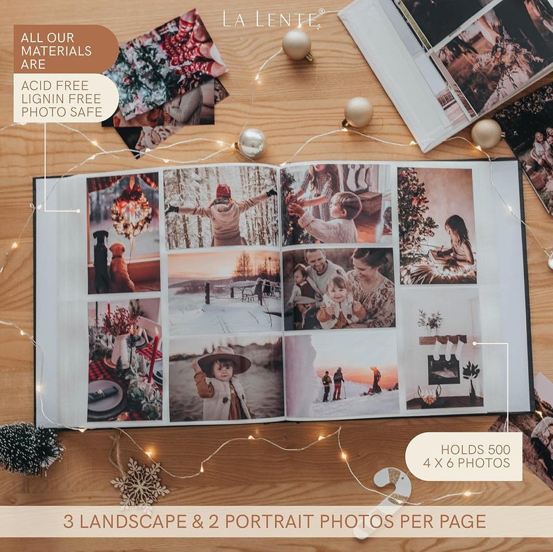 La Lente Premium Photo Album - Photo Album with 500 Pockets - Holds 500 4x6 Photos - Acid Free Photo Album for Wedding  Birthday  Baby Photo Album - Image 4
