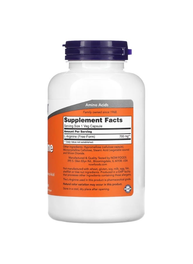 now L-Arginine, 700 mg, 180 Veg Capsules - Image 2