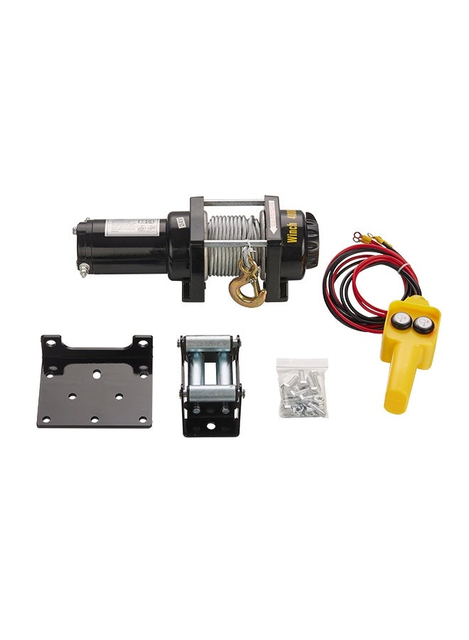 LAWAZIM 2000lbs Black Electric Steel Cable Winch - 24V DC Waterproof Electric Hoist Winch with Wired Remote Control - Ideal for ATV, Truck, Towing, Trailer & Off-Road Towing - Image 2