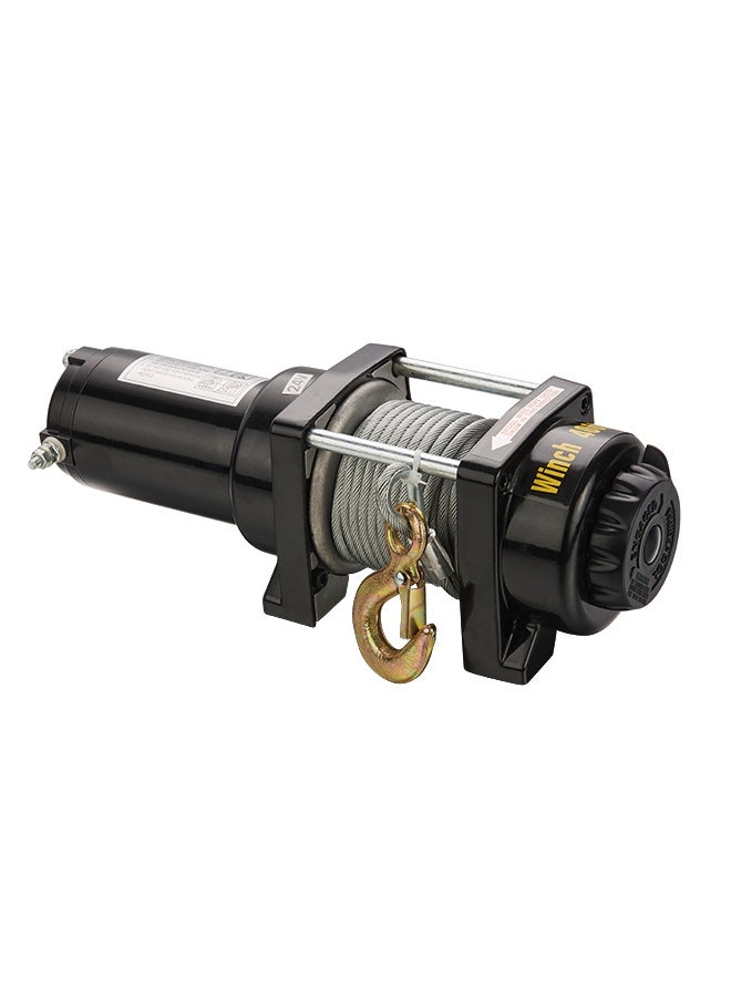 LAWAZIM 2000lbs Black Electric Steel Cable Winch - 24V DC Waterproof Electric Hoist Winch with Wired Remote Control - Ideal for ATV, Truck, Towing, Trailer & Off-Road Towing - Image 3