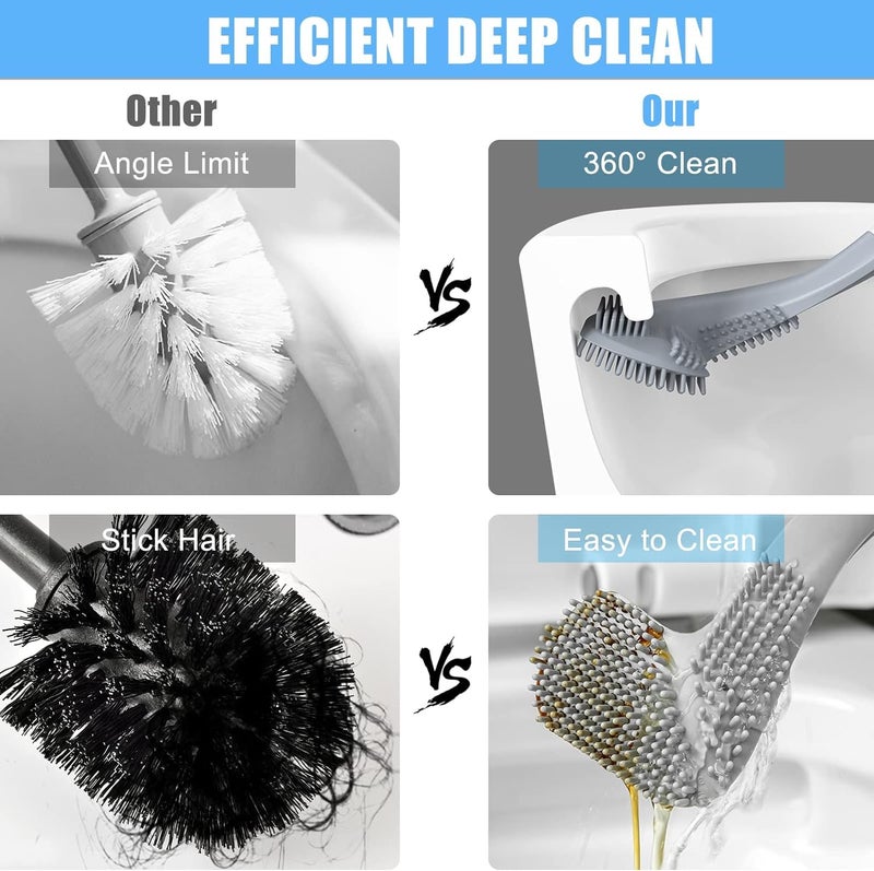 RECLUSE Pack of 2 Golf Shape Toilet Brush Cleaner L Edge Head Flexible Deep Cleaning Silicone Material for Quick & Easy for Home, Kitchen, Western & Indian Toilets, Bathroom & Wash Basin with Hook - Image 5