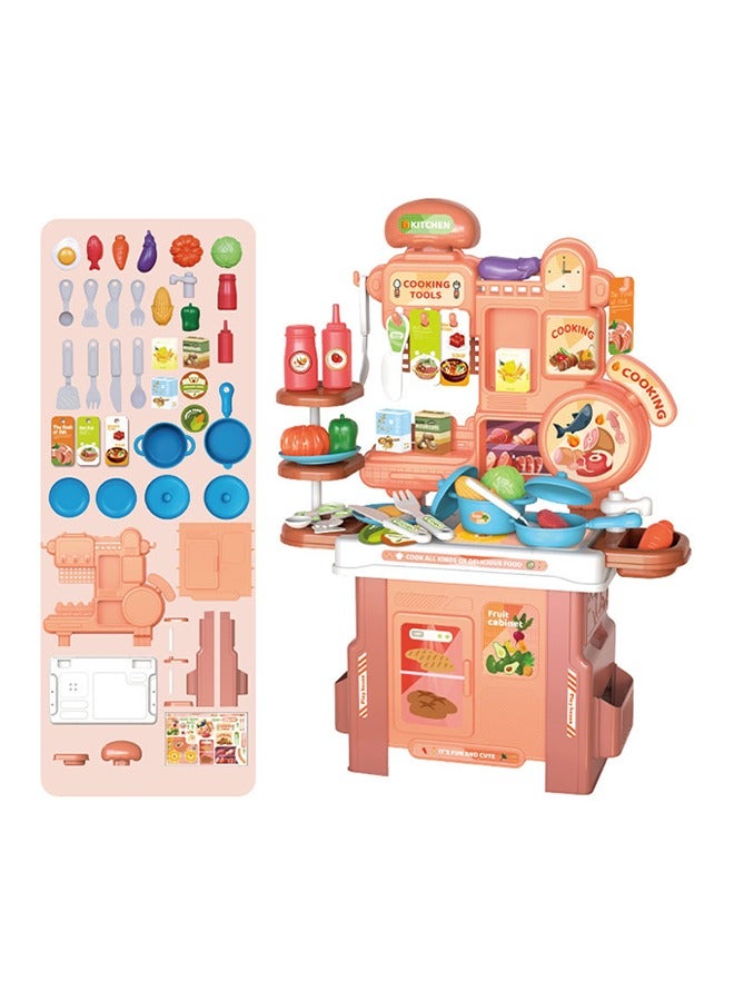 Realistic Kitchen Play Set with Storage Function, Multifunctional Pretend Play Toys for Kids with Kitchen Utensils, Seasonings, and Food Toys, Perfect for Early Enlightenment and Parent-Child Intera - Image 1