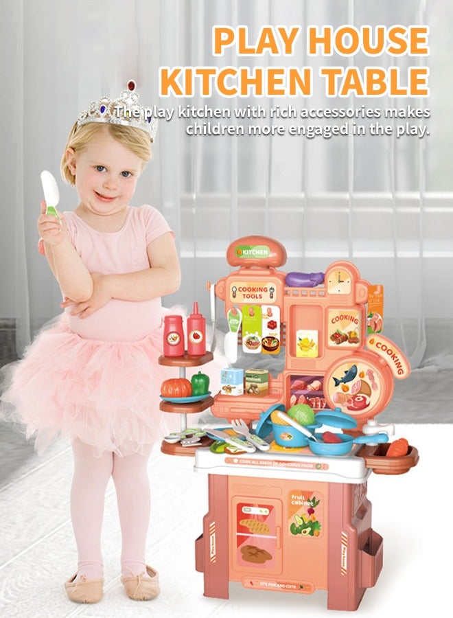 Realistic Kitchen Play Set with Storage Function, Multifunctional Pretend Play Toys for Kids with Kitchen Utensils, Seasonings, and Food Toys, Perfect for Early Enlightenment and Parent-Child Intera - Image 3