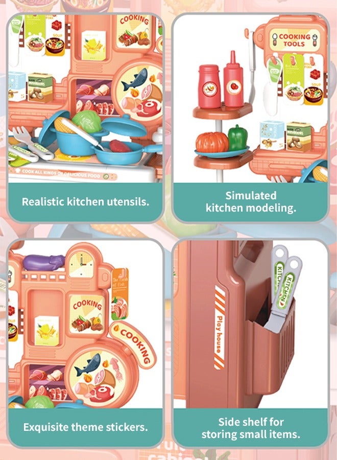 Realistic Kitchen Play Set with Storage Function, Multifunctional Pretend Play Toys for Kids with Kitchen Utensils, Seasonings, and Food Toys, Perfect for Early Enlightenment and Parent-Child Intera - Image 4