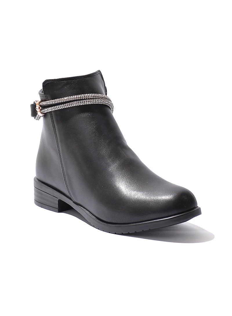 LIFESTYLISH Ankle Boot Flat Leather G-24 - Black  - Image 2