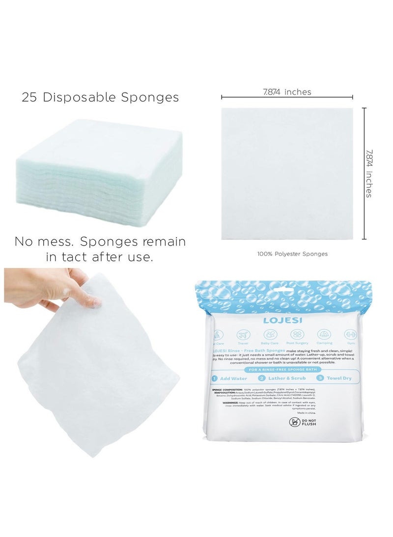100 قطعة من إسفنج الاستحمام القابل للاستخدام مرة واحدة، مناديل استحمام بدون شطف للكبار، مناديل استحمام جافة معقّمة بالصابون لكبار السن، المرضى الذين يتعذر عليهم الحركة، التخييم، بعد الجراحة (25 قطعة في 4 عبوات) - Image 3